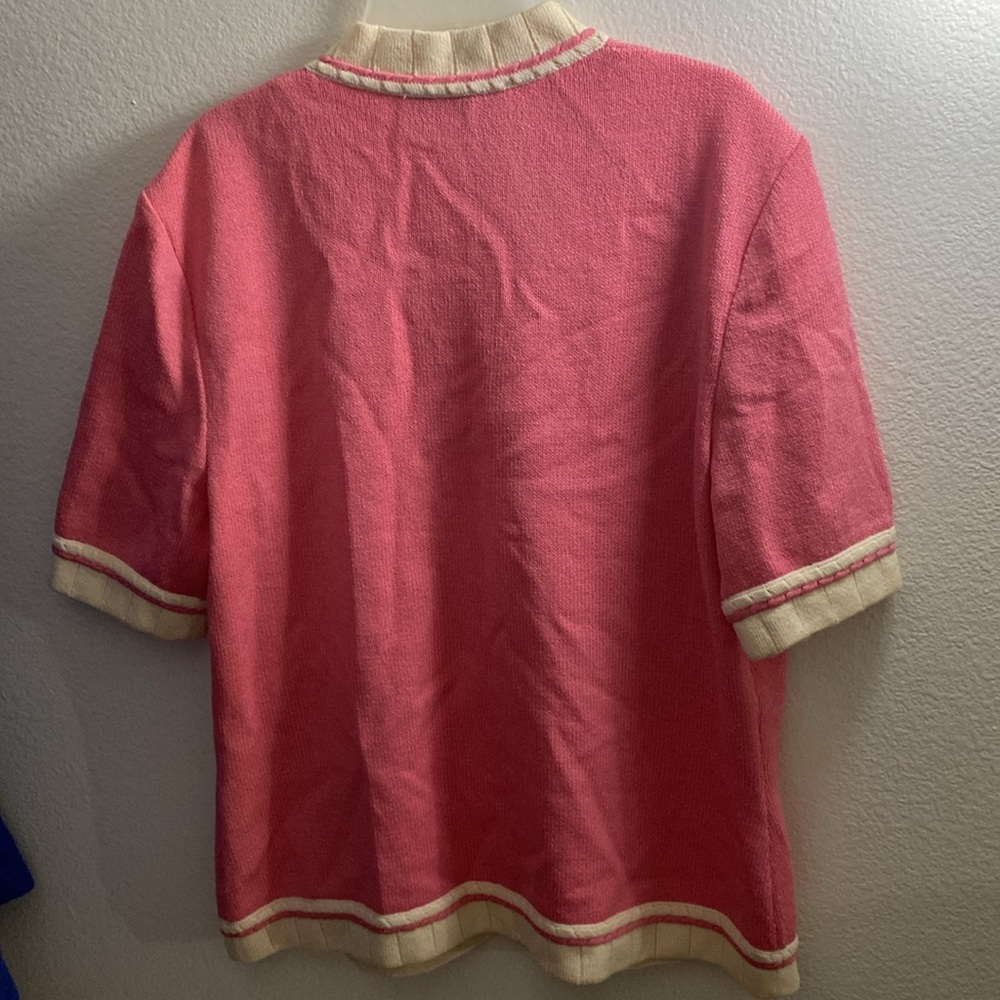 St. John Rose and Ivory Button-Up Cardigan - Picture 2 of 8